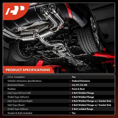 A-Premium Front and Rear 3-PC Catalytic Converter Kit Direct-Fit Compatible with Nissan Maxima 2004-2006, Quest 2004-2009, 3.5L, EPA Compliant in Saudi Arabia