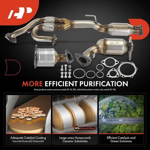 A-Premium Front and Rear 3-PC Catalytic Converter Kit Direct-Fit Compatible with Nissan Maxima 2004-2006, Quest 2004-2009, 3.5L, EPA Compliant in Saudi Arabia