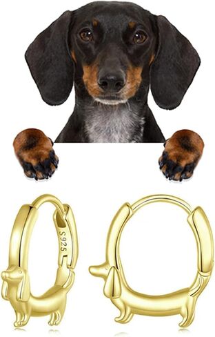 Dachshund Dog Hoop Small Earrings for Women 925 Sterling Silver Hypoallergenic Animal Earring Cute Dainty Tiny Puppy Dog Earrings for Pet Lover Bff in Saudi Arabia