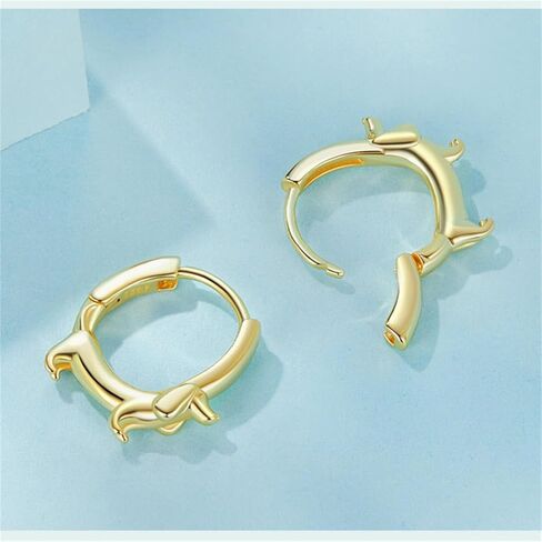 Dachshund Dog Hoop Small Earrings for Women 925 Sterling Silver Hypoallergenic Animal Earring Cute Dainty Tiny Puppy Dog Earrings for Pet Lover Bff in Saudi Arabia
