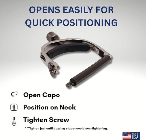 Paige 6-String Standard Guitar Capo - Made in the USA,- Premium Capo for Acoustic and Standard Guitars, Ultra-Thin Design with Adjustable Tension, Satin Nickel Finish in Saudi Arabia