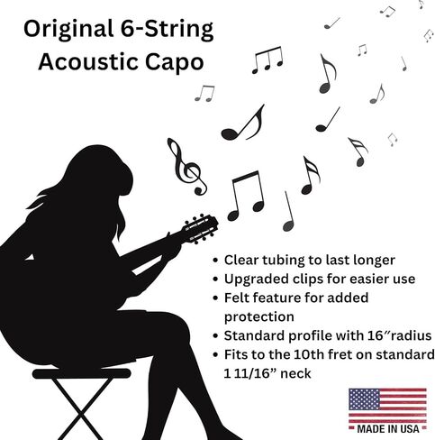 Paige 6-String Standard Guitar Capo - Made in the USA,- Premium Capo for Acoustic and Standard Guitars, Ultra-Thin Design with Adjustable Tension, Satin Nickel Finish in Saudi Arabia