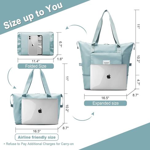 Woomada القابلة للطي Duffel و Weekender و Carry-On Bag مع مساحة قابلة للتوسيع in Kuwait