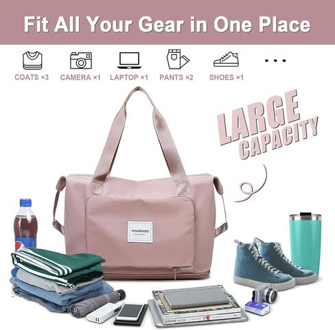 WOOMADA Foldable Travel Duffel, Weekender & Carry-On Bag with Expandable Space in Kuwait