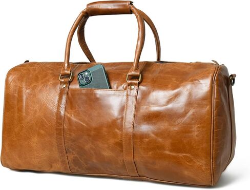 Duffle Bag For Men and Women, 21 Inch Vintage Buffalo Leather Travel Duffle Bag, Genuine Carry On Overnight Bag, Weekender Gym Bag with Shoulder Strap, Carry on Airplane Luggage Bags in Saudi Arabia