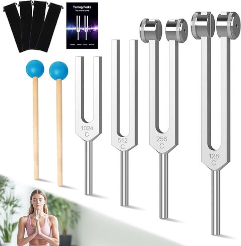 Tuning Fork,Tuning Forks for Healing Set 128Hz, 256Hz, 512Hz,1024Hz 4 Pcs Aluminum Alloy Medical for Healing Chakra Set Suitable for Sound Therapy Yoga and Meditation Accessories in Kuwait