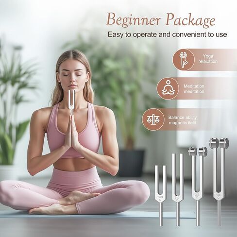 Tuning Fork,Tuning Forks for Healing Set 128Hz, 256Hz, 512Hz,1024Hz 4 Pcs Aluminum Alloy Medical for Healing Chakra Set Suitable for Sound Therapy Yoga and Meditation Accessories in Kuwait