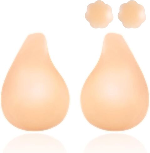 2025 Push Up Sticky Bra for Women, Reusable Invisible Silicone Adhesive Bra for Backless Strapless Dress, with Nipple Covers (C, Nude) in Saudi Arabia