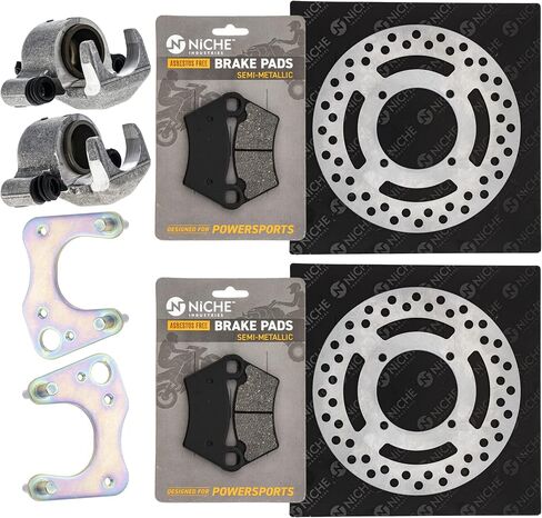 NICHE Front Brake Rotor Caliper Pad Kit for Polaris Ranger 425 TM 1910784 1910785 1910513 2202413 2202097 1910672 in Saudi Arabia