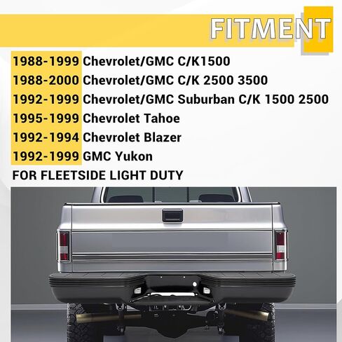 مجموعة المصد الخلفي Kuafu متوافق مع 1988-2000 Chevrolet Chevy GMC Suburban C/K 1500 2500 3500 Blazer Tahoe GMC Yukon Fleetside/Styleside Light Duty W/Impact Strip ، in Kuwait