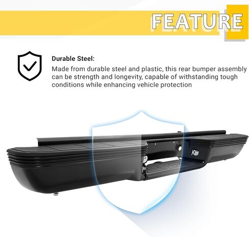 مجموعة المصد الخلفي Kuafu متوافق مع 1988-2000 Chevrolet Chevy GMC Suburban C/K 1500 2500 3500 Blazer Tahoe GMC Yukon Fleetside/Styleside Light Duty W/Impact Strip ، in Kuwait