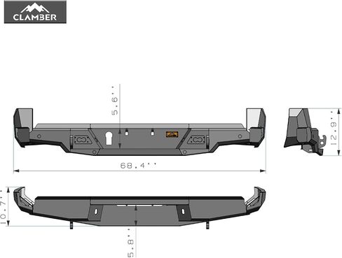 CLAMBER Off-Road Rear Bumper for Toyota Tacoma 3rd 2016-2023 Textured Black Rear Bumper Guard Compatible with Assisted Lane Change System Heavy Duty Carbon Steel, Sensor Holes, Trailer Plug in Kuwait
