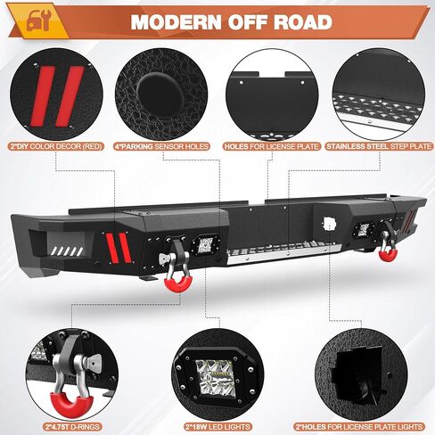 Ulon Bumper Pumper تناسب Tundra 2007-2013 ، Pickup Truck المصد الأسود مع لوحة الخطوة ، حلقات D ، ثقوب المستشعر والأضواء (متوافقة مع Tundra 2007 2008 2008 2012 2012 2013) in Saudi Arabia