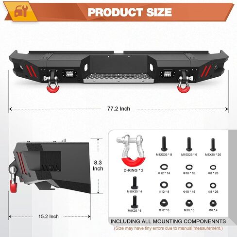Ulon Bumper Pumper تناسب Tundra 2007-2013 ، Pickup Truck المصد الأسود مع لوحة الخطوة ، حلقات D ، ثقوب المستشعر والأضواء (متوافقة مع Tundra 2007 2008 2008 2012 2012 2013) in Saudi Arabia