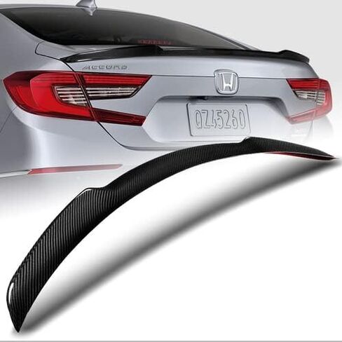 Black Real Carbon Carbon Fiber V-style trunk lid spoiler wing متوافق مع 2018-2023 Honda Accord 4DR Sedan ، 2019 2020 2021 2022 in Saudi Arabia
