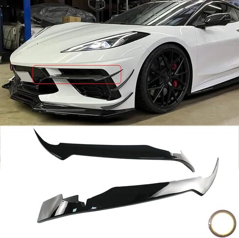 زوج من Canards الأمامي من شيفروليه Corvette C8 Stingray/Z51 2020-2024 المفسد الأمامي المفسد الجانبي الغوص من طائرة فتوه in Kuwait