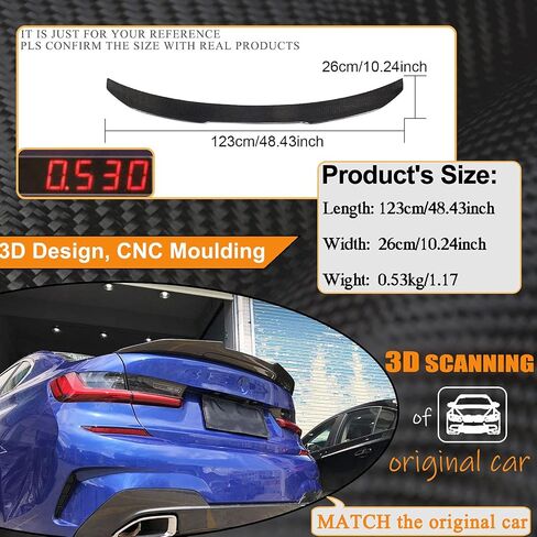 McArcar Kit Carbon Carbon Trunk Spoiler متوافق مع BMW 3 Series G20 Sedan G80 M3 SPOILER 2019-2025 330I 330E in Saudi Arabia