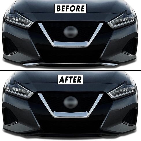 SlickMod Chrome Delete Blackout Vinyl Overlay for 2019-2022 Nissan Maxima Front Grill & Lower Lip Trim (1. Full Kit, Gloss Black) in Saudi Arabia