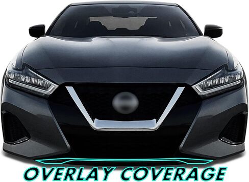 SlickMod Chrome Delete Blackout Vinyl Overlay for 2019-2022 Nissan Maxima Front Grill & Lower Lip Trim (1. Full Kit, Gloss Black) in Saudi Arabia