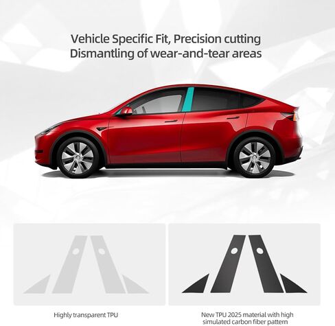 BETTERHUMZ Car A B Pillar Protective Film Compatible with Tesla Model Y Juniper 2023 2024 2025,TPU Transparent Carbon Pattern Pillar Protective Cover Decor Car Exterior Accessories (Transparent) in Saudi Arabia