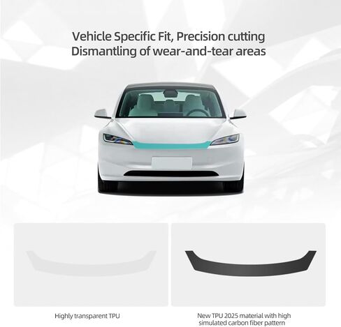 BETTERHUMZ Car Front Bumper PPF Trunk Protective Film for Tesla Model 3 Highland 2024 2025,TPU Clear Paint Protective Film Exterior Accessories (Carbon Style) in Saudi Arabia
