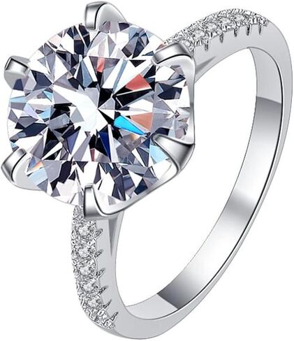 5CT D Color VVS1 Moissanite Diamond Rings for Women ، 925 Sterling Silver Engagement Fedding Rings ، Round Cut Round Moissanite Ring مع شهادة in Kuwait