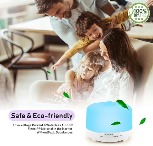 Happtws 500 مل من موزع الزيت العطري - مع 4 أجهزة توقيت و 7 إعدادات ملونة ، لا تغلق تلقائي للمياه ، مناسبة لغرفة/مكتب اليوغا (أبيض) in Kuwait