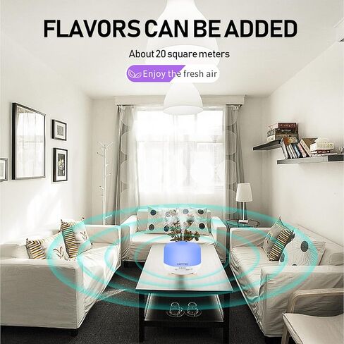 Happtws 500 مل من موزع الزيت العطري - مع 4 أجهزة توقيت و 7 إعدادات ملونة ، لا تغلق تلقائي للمياه ، مناسبة لغرفة/مكتب اليوغا (أبيض) in Kuwait