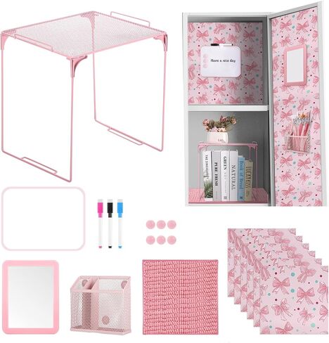 11 قطعة من ملحقات الخزانة، رف الخزانة للفتيات، بما في ذلك ورق الحائط المغناطيسي، رف خزانة الأسلاك، تخزين كأس مرآة، قلم مسح جاف، سبورة بيضاء، سجادة، مغناطيس الثلاجة in Kuwait