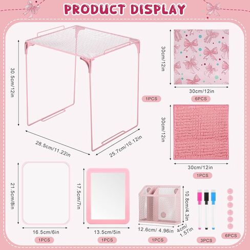 11 قطعة من ملحقات الخزانة، رف الخزانة للفتيات، بما في ذلك ورق الحائط المغناطيسي، رف خزانة الأسلاك، تخزين كأس مرآة، قلم مسح جاف، سبورة بيضاء، سجادة، مغناطيس الثلاجة in Kuwait