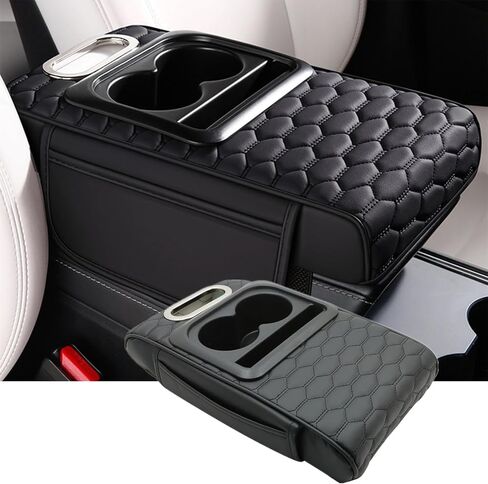 Priprilod Gray Car Center Center Censole Console Prester ، رغوة الذاكرة مع حامل الكأس وحامل الهواتف المحمولة ، منظم وحدة التحكم في مركز السيارات متعددة الوظائف ، Universal Fit لمعظم الملحقات الداخلية للسيارات in Saudi Arabia