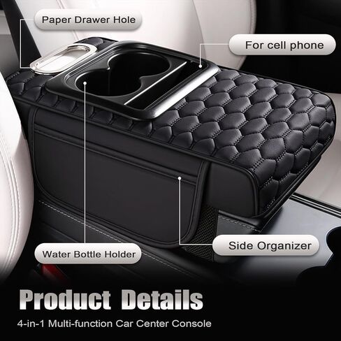 Priprilod Gray Car Center Center Censole Console Prester ، رغوة الذاكرة مع حامل الكأس وحامل الهواتف المحمولة ، منظم وحدة التحكم في مركز السيارات متعددة الوظائف ، Universal Fit لمعظم الملحقات الداخلية للسيارات in Saudi Arabia