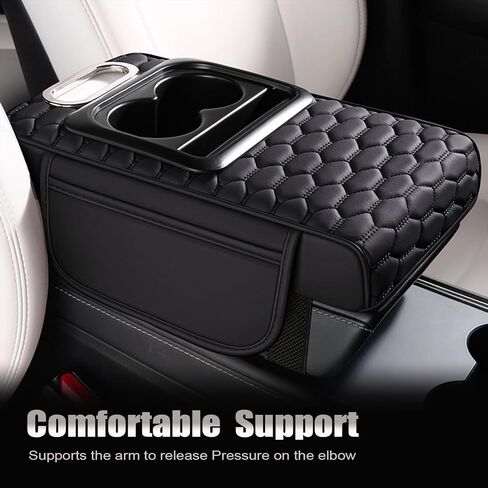 Priprilod Gray Car Center Center Censole Console Prester ، رغوة الذاكرة مع حامل الكأس وحامل الهواتف المحمولة ، منظم وحدة التحكم في مركز السيارات متعددة الوظائف ، Universal Fit لمعظم الملحقات الداخلية للسيارات in Saudi Arabia