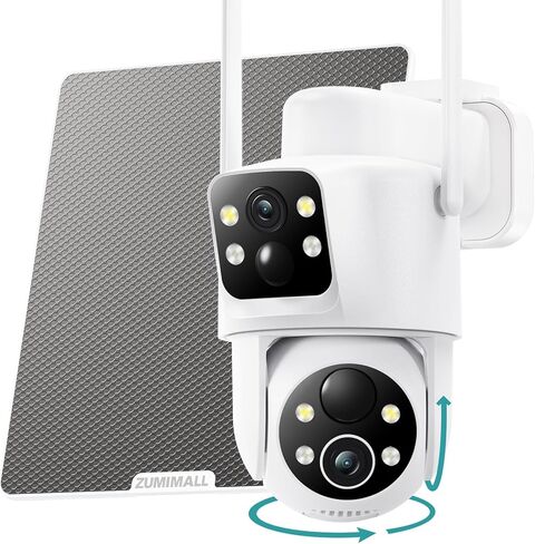 ZUMIMALL Security Cameras Wireless Outdoor with Dual Lens, 360° PTZ Solar Camera for Home Security, 2K Color Night Vision/AI Detection/2-Way Talk/2.4GHz WiFi/Siren & Light Alarm/IP66/Alexa/Cloud in Saudi Arabia