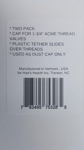 Hart's Hearth & Homestead Propane Tank 1-3/4" Fill Valve Caps W/Plastic Tether; Forklift, 100#+ Tanks, RVs, 2 Pack, Made in USA in Saudi Arabia
