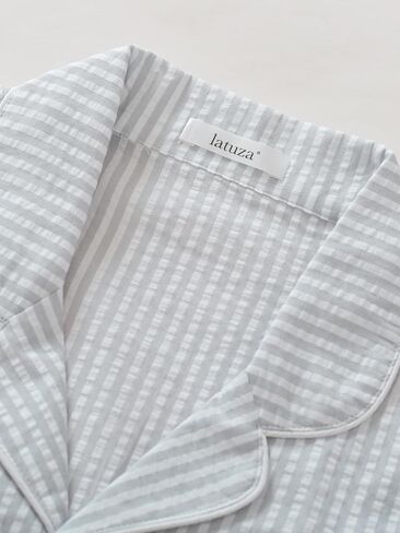 Latuza Men's Cotton Seersucker Pajama Shirt Lightweight Button Down Sleep Shirt in Saudi Arabia