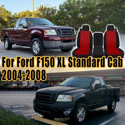 أغطية مقعد من نسيج أكسفورد متينة متوافقة مع Ford F150 XL Standard Cab 2004-2008 ، مقعد مقسم 40/20/40 مع أحزمة أمان متكاملة ومسند أذرع صلبة أسود in Kuwait