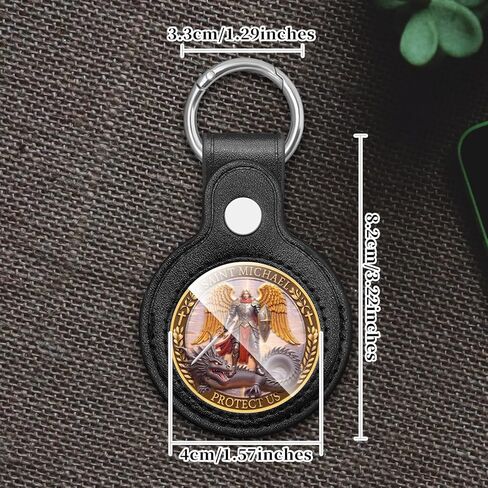 St Michael Keychain Medal 3D Relief Saint Michael Archangel Challenge Coin Religious Gift with Leather Coin Holder in Kuwait