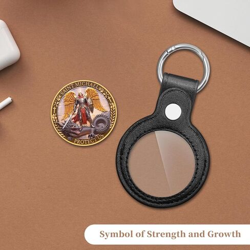 St Michael Keychain Medal 3D Relief Saint Michael Archangel Challenge Coin Religious Gift with Leather Coin Holder in Kuwait