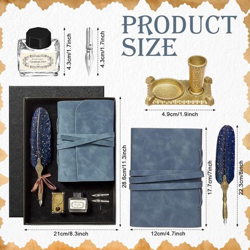 6 PCS Leather Leather Bound Bound Journal Feather Pen Gifts 220 Pages Vintage Journal Diary Leather Notebook Pen في صندوق الهدايا مرة أخرى إلى اللوازم المدرسية للرجال والنساء (الأخضر الداكن) in Saudi Arabia