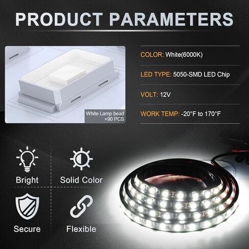 Livtee Truck Bed Lights ، 3pcs 60 inch 12v led strip strip ، flight ثنائية الاتجاه يمتد إلى الشاحنة LED شريط فاتح على مفتاح التبديل ، إكسسوارات الالتقاط للرجال-IP68 مقاوم للماء in Saudi Arabia