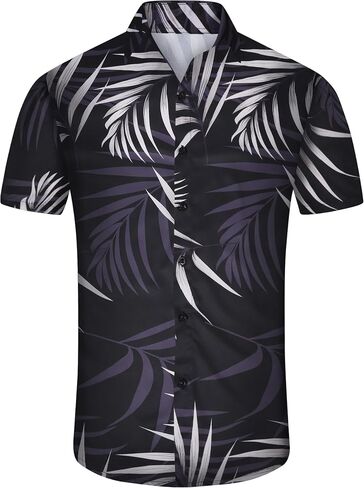 Comdecevis Men's Hawaiian Floral Shirts Short Sleeve Button Down Tropical Summer Beach Shirts in Kuwait