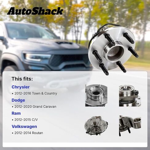 Autoshack خلفي محور العجلة المحمل زوج من سائق 2 ومسافر من جانب الركاب ل VW Routan 2012-2020 دودج جراند كارافان 2012-2016 كرايسلر تاون آند كونتري 2012-2015 رام C/V V6 FWD 5-LUG HB612495PR in Saudi Arabia