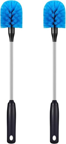 فرشاة الزجاجات المصنوعة من الفولاذ المقاوم للصدأ، قطعتان من فرشاة تنظيف زجاجات المياه ذات المقبض الطويل مع رأس قابل للإزالة، مصممة لتنظيف الزجاجات الرياضية وزجاجات الأطفال والأكواب والأقداح والأواني الزجاجية والقارورة، مقاس 13 بوصة in Kuwait