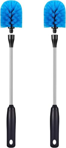 فرشاة الزجاجات المصنوعة من الفولاذ المقاوم للصدأ، قطعتان من فرشاة تنظيف زجاجات المياه ذات المقبض الطويل مع رأس قابل للإزالة، مصممة لتنظيف الزجاجات الرياضية وزجاجات الأطفال والأكواب والأقداح والأواني الزجاجية والقارورة، مقاس 13 بوصة in Kuwait