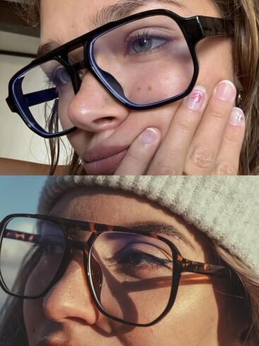 Mirkcittle Retro Square Aviator Blue Light Glocking Glockes for Women Men Eyeglass Eyeglasses Fake Fame in Kuwait
