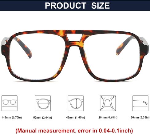 Mirkcittle Retro Square Aviator Blue Light Glocking Glockes for Women Men Eyeglass Eyeglasses Fake Fame in Kuwait