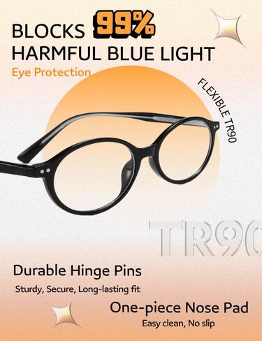 Funky Y2K Oval TR90 Blue Light Blocking Glasses Ultra Lightweight (0.8oz) Computer Glasses for Women Anti Eyestrain in Saudi Arabia