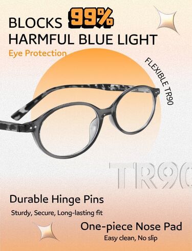 Funky Y2K Oval TR90 Blue Light Blocking Glasses Ultra Lightweight (0.8oz) Computer Glasses for Women Anti Eyestrain in Saudi Arabia