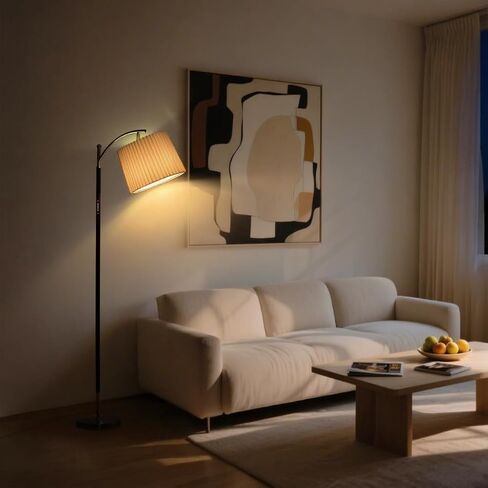 Floor Lamp, LED Floor Lamp with APP & Remote & Touch Control, Stepless Color Temperatures and Brightness, Tall Standing Lamp with Pleated Lampshade for Living Room, Bedroom, Office(Black Gold) in Saudi Arabia